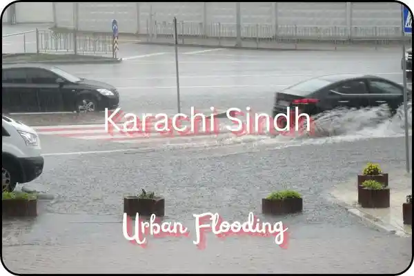 urban flooding ,karachi is written in pic