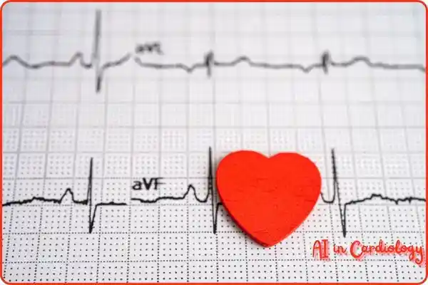 AI in cardiology is written with pic of ECG and icon of the heart.